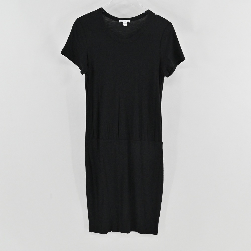 James Perse Short Sleeve Jersey Tee Shirt Dress Womens Size 3 L Black Minimalist - Picture 2 of 11